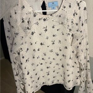 CeCe Cream Floral Blouse